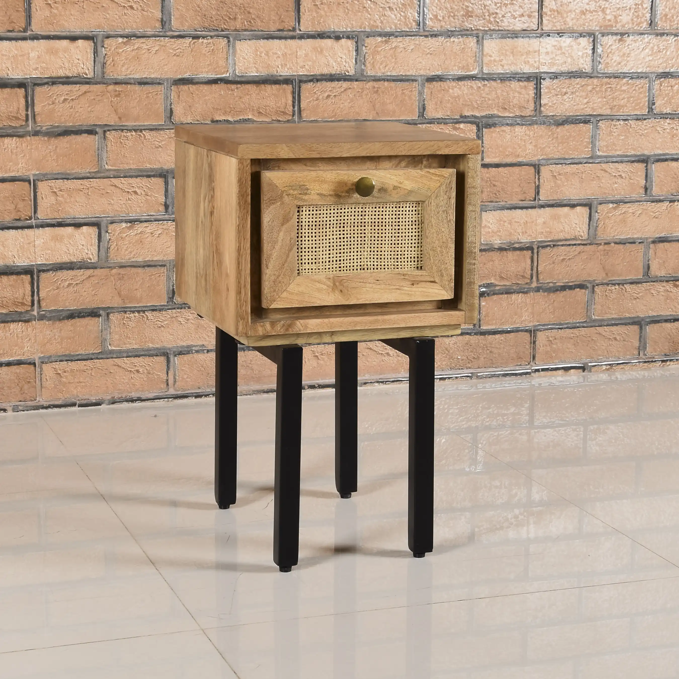 Wooden & Rattan Side Table with 1 Drawer  KD - popular handicrafts